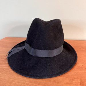 Vintage Gabriel Amar Frank Olive Black Felt Hat Asymmetrical with ribbon